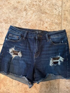 Judy Blue Indigo Ripped Denim Shorts